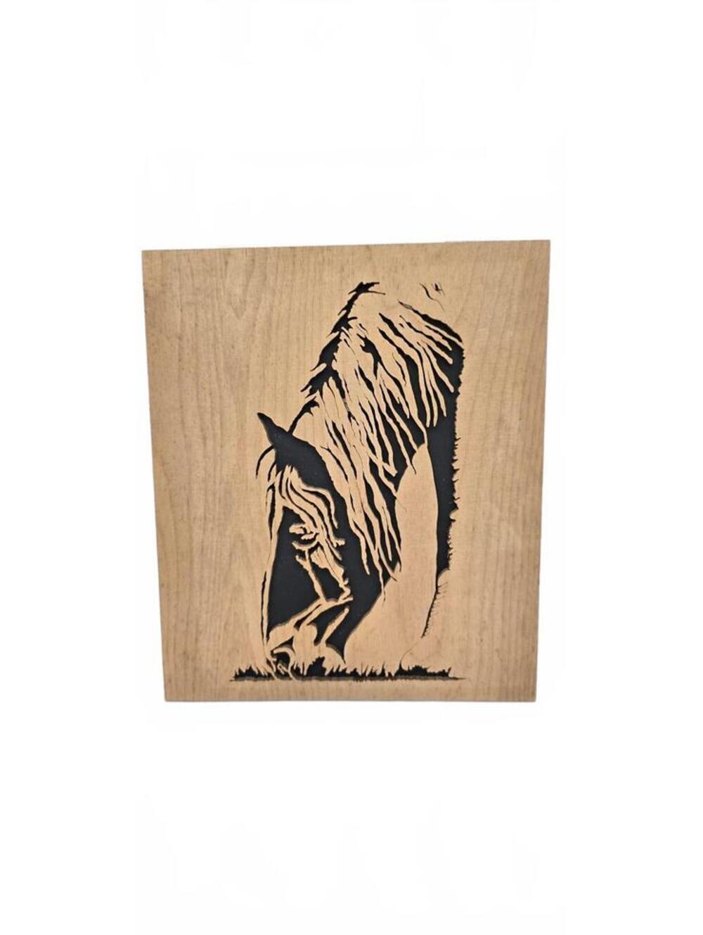 Wooden Wall Art Panel with horse Silhouette